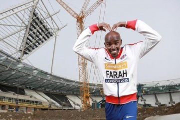 Mo Farah at the launch of the 2015 Sainsbury's Anniversary Games in the former Olympic Stadium (Photo: Mo Farah, via Twitter)