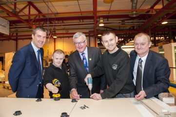 L-R: Ian Reid (Glasgow 2014 Chief Financial Officer), Barry Ward (RSBi Workforce) Fergus Ewing (Minister for Energy, Enterprise and Tourism), Craig Connell (RSBi Workforce) Councillor Paul Carey (Glasgow City Council)