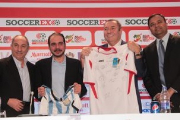 L-R: Osvaldo Ardiles, HRH Prince Ali Bin Al Hussein, Duncan Revie and Sunando Dhar