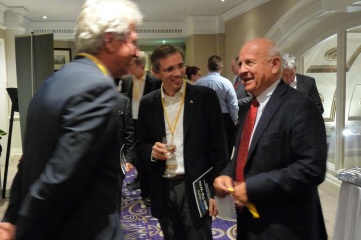 Stefan Lindeberg (left) and Janez Kocijančič (right) with Antonio Fernadez Arimany (International Triathlon Federation DG, centre) at HOST CITY Bid to Win conference in London October (Photo: HOST CITY)